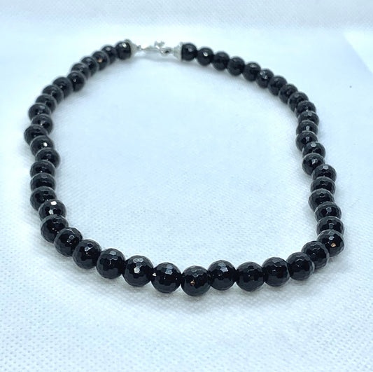 Black Onyx Faceted Beaded Necklace for Women
