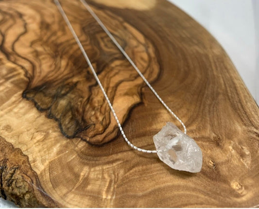 Clear Quartz Crystal Silver Pendant Necklace